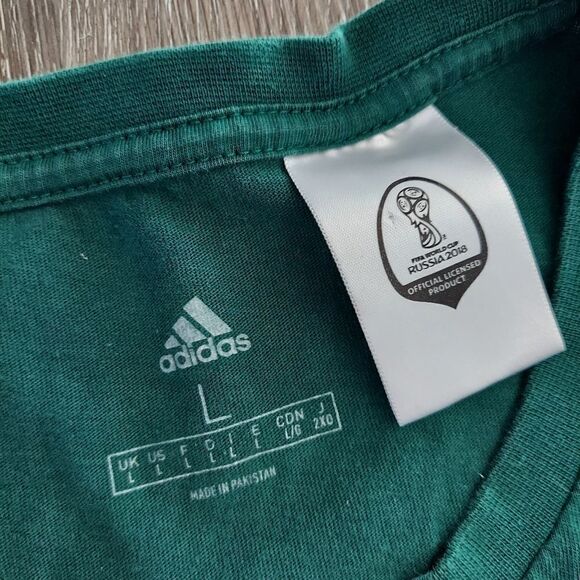 Men's Adidas Fifa World Cup Russia 2018 Mexico Big Logo Shirt Large Green - Picture 4 of 7